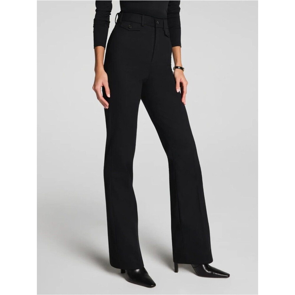 Spanx Supersmooth Stretch Twill Easy Flare Pant Black XS NWT High Rise